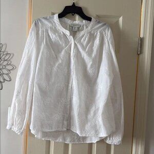 Calypso St Barth White Embroidered Cotton Button-Up Blouse, size L